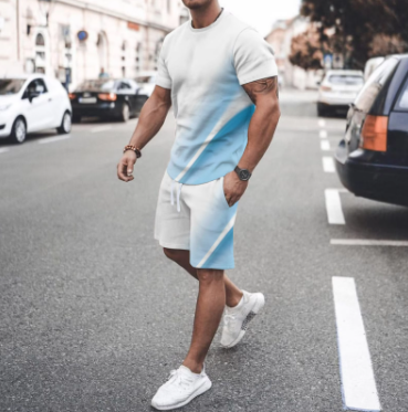 MENS SET 003 Mens Breathable Tracksuit Short Sleeve T Shirts Summer Two Piece Shorts Sets for Men